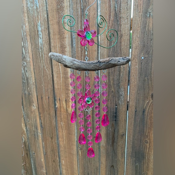 Barbie Movie 2023 Style Pink Sun Catcher Handmade Driftwood & Recyclables - Picture 9 of 13